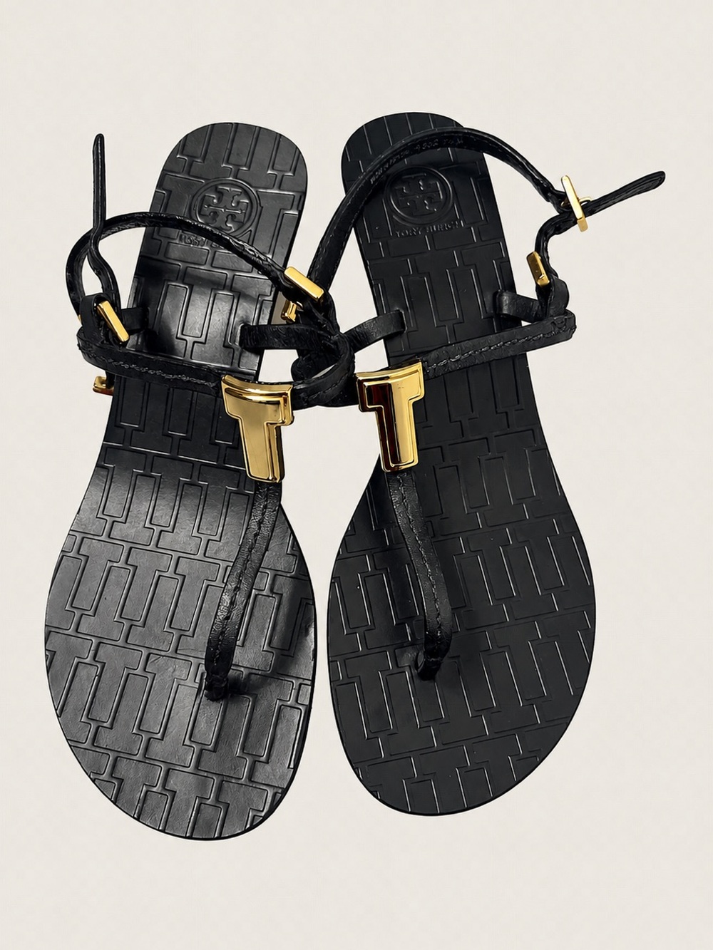 Tory burch sandals T sandals black and gold 91/2
